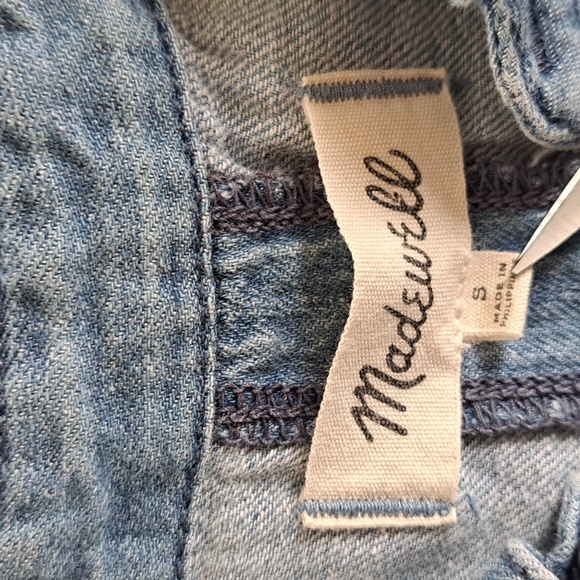 Madewell Womens Indigo Blue Denim Silk/Cotton Blend Ruffle Sides Shirt Size S - Picture 5 of 7